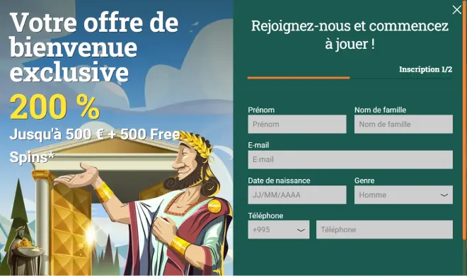 Group-3 Cresus Casino offre de bienvenue exclusive avec formulaire d'inscription